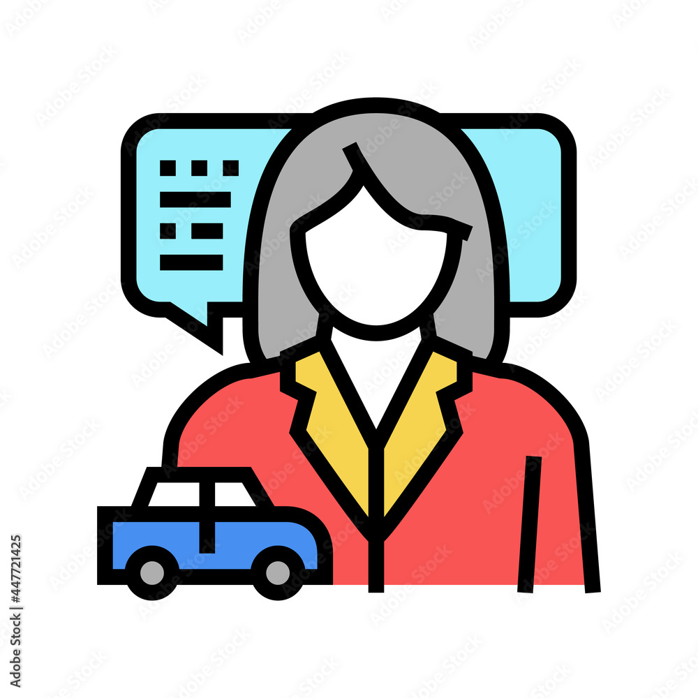 female driving school instructor color icon vector. female driving school instructor sign. isolated symbol illustration