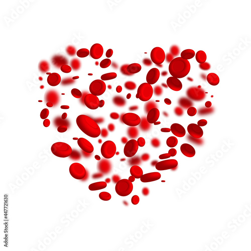 Blood cell in heart shame vector health red background