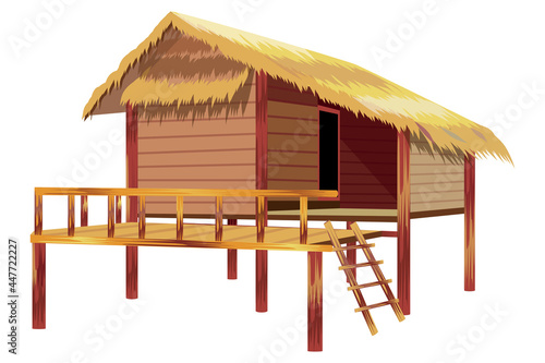 isolated straw hut on white background vector design