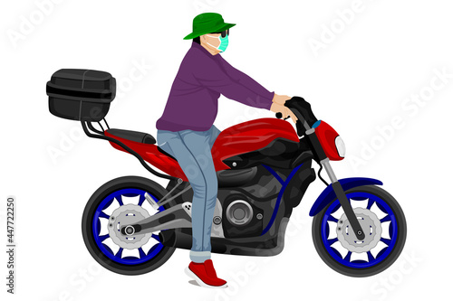 isolated one man drive motorcycle on white background vector design