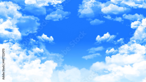 清涼感のある綺麗な青空と雲のイメージ画像 壁紙