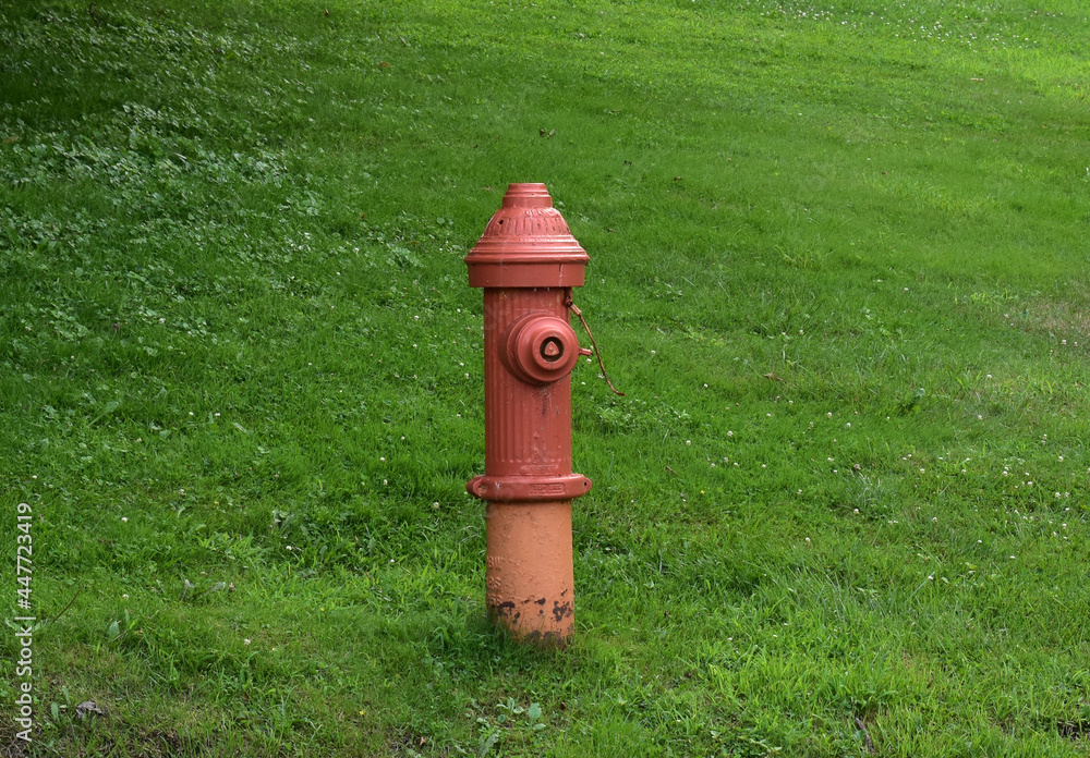 Red Fire Hydrant in a Grass Field Red Fire Hydrant in a Grass Field