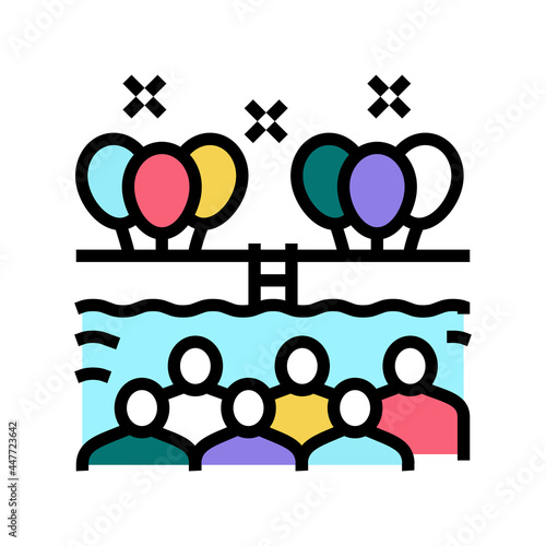 pool kids party color icon vector. pool kids party sign. isolated symbol illustration