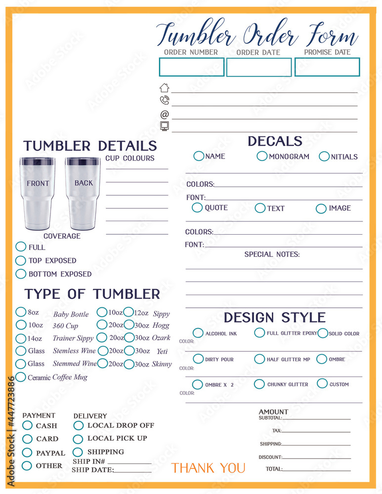 Tumbler Mug  Custom Craft Order Form