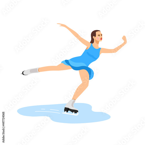 Skater girl. The girl is engaged in figure skating. Winter sport. Vector illustration on white background.