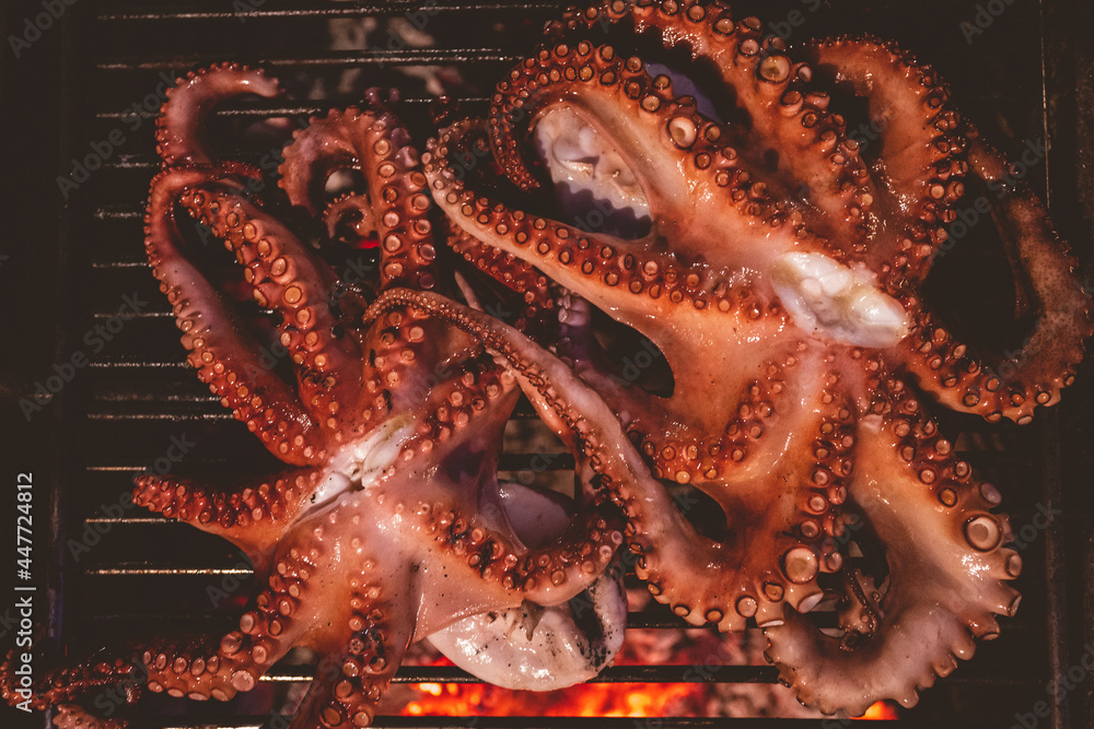 Summer barbecue with octopus in the camping in Puglia Summer barbecue with octopus in the camping in Puglia