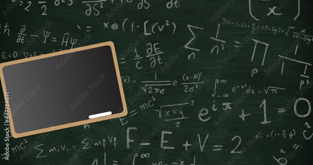 Animation of board icon over mathematical equations Animation of board icon over mathematical equations