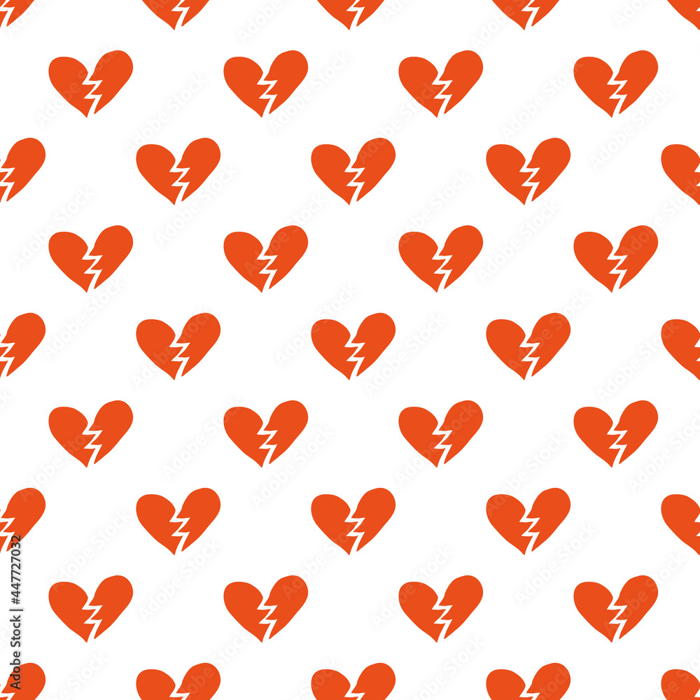 Seamless pattern with broken hearts.