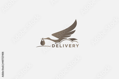 black white stork logo template illustration , icon sign clip art vector
