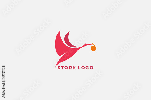 stork logo template illustration , icon sign clip art vector