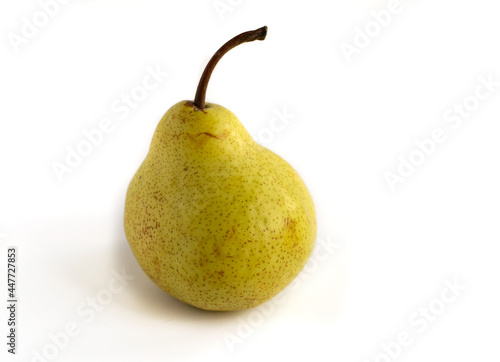 one ripe yellow pear, isolated on a white background