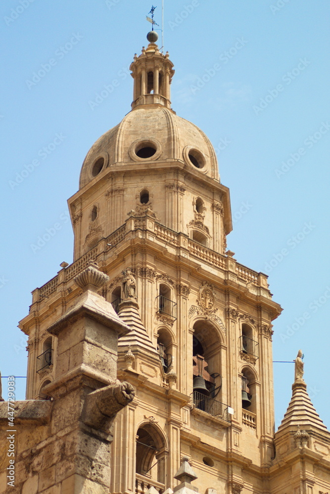 Dome of the Murcia Cathedral tower with bells