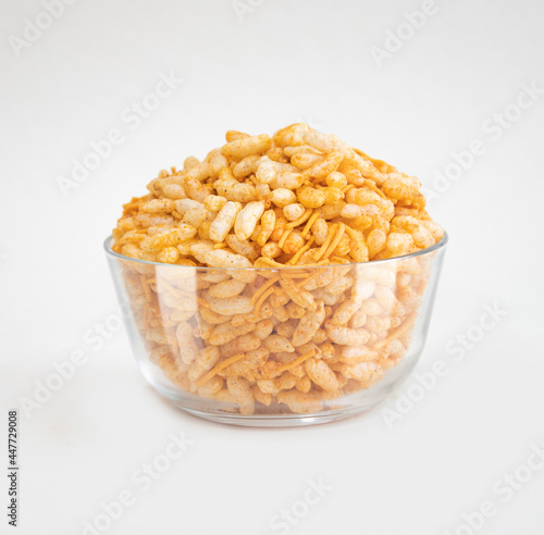 masala sev mamra isolated glass bowl