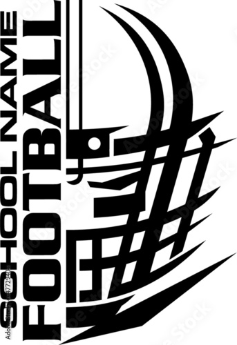 football team design with half helmet and facemask for school, college or league