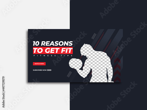  Fitness workout youtube channel thumbnail and web banner template design