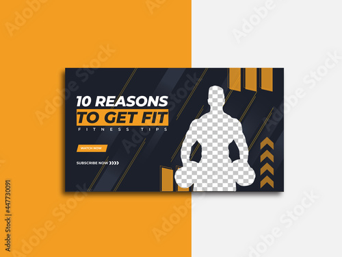 Fitness Training Youtube Thumbnail and social media Web Banner  Template Design 