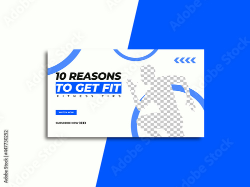 Fitness gym exercise youtube channel thumbnail and web banner Vector
