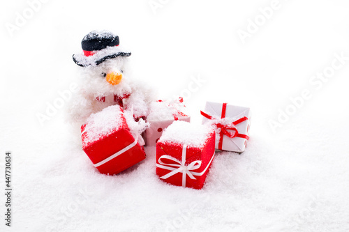 Wallpaper Mural Christmas man with christmas presents in the snow Torontodigital.ca