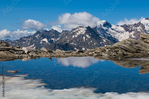 Wallpaper Mural View of Monte Rosa from the pass Monte Moro Pass with beautiful lake Smeraldo Torontodigital.ca