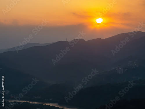 Sunrise view of some rural mountain of Xindian District
