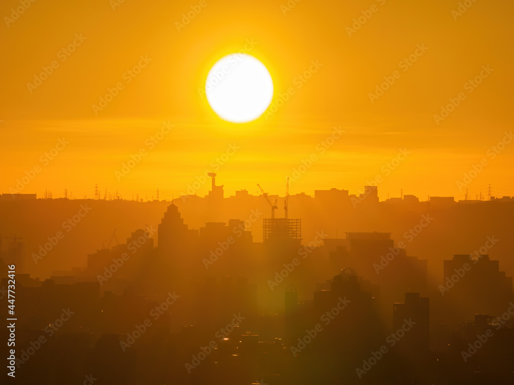 Naklejka premium Sunset high angle view of the Jingmei area