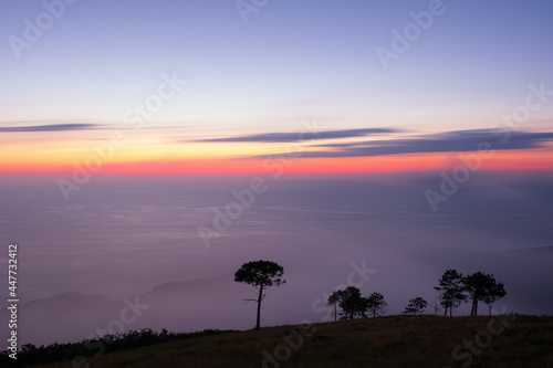 Sunset over the sea from Mount Jaizkibel  Euskadi
