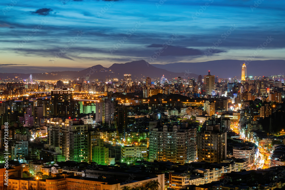 Sunset high angle view of the Jingmei area