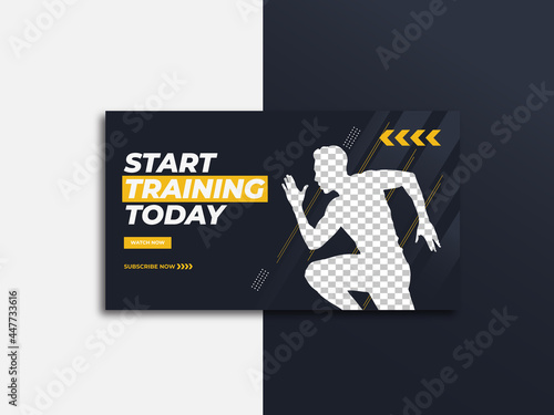 Fitness gym video thumbnail and web banner template for social media
