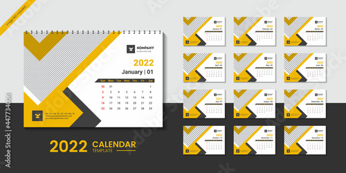Clean and creative 2022 desk calendar design template for new year | 2022 New year planner or wall calendar template