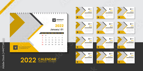 Clean and creative 2022 desk calendar design template for new year | 2022 New year planner or wall calendar template