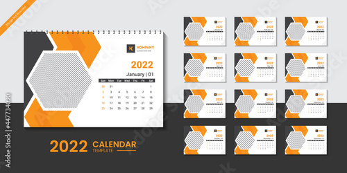 Clean and creative 2022 desk calendar design template for new year | 2022 New year planner or wall calendar template
