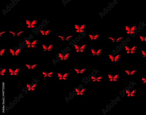 Red illustration butterfly on black background 