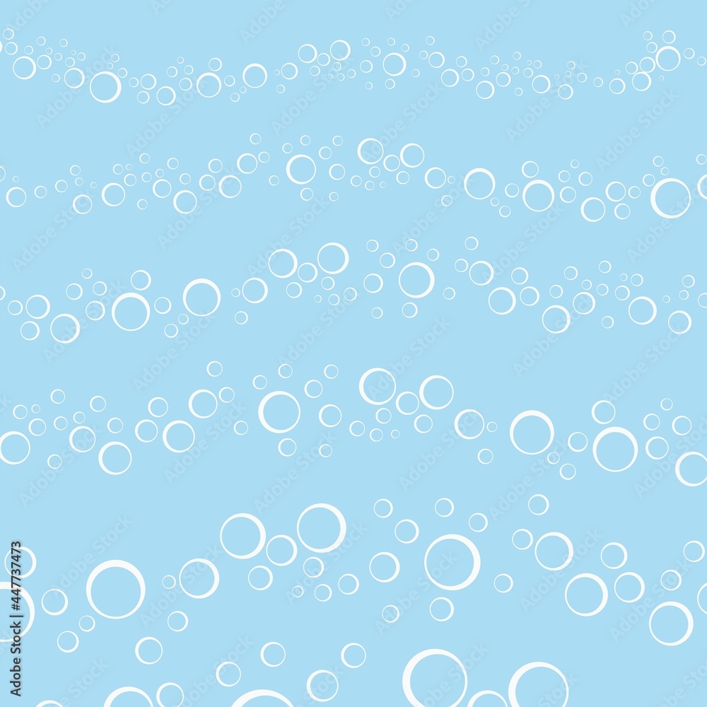 Vector blue background. Liquid illustration with bubbles. Waves, water, liquid, drink, soda. Design for poster, postcards, packaging.