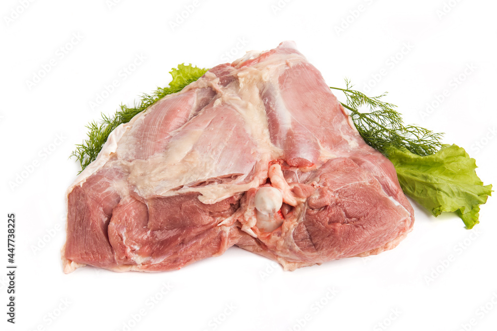 quality beautiful large piece of raw turkey meat on white background