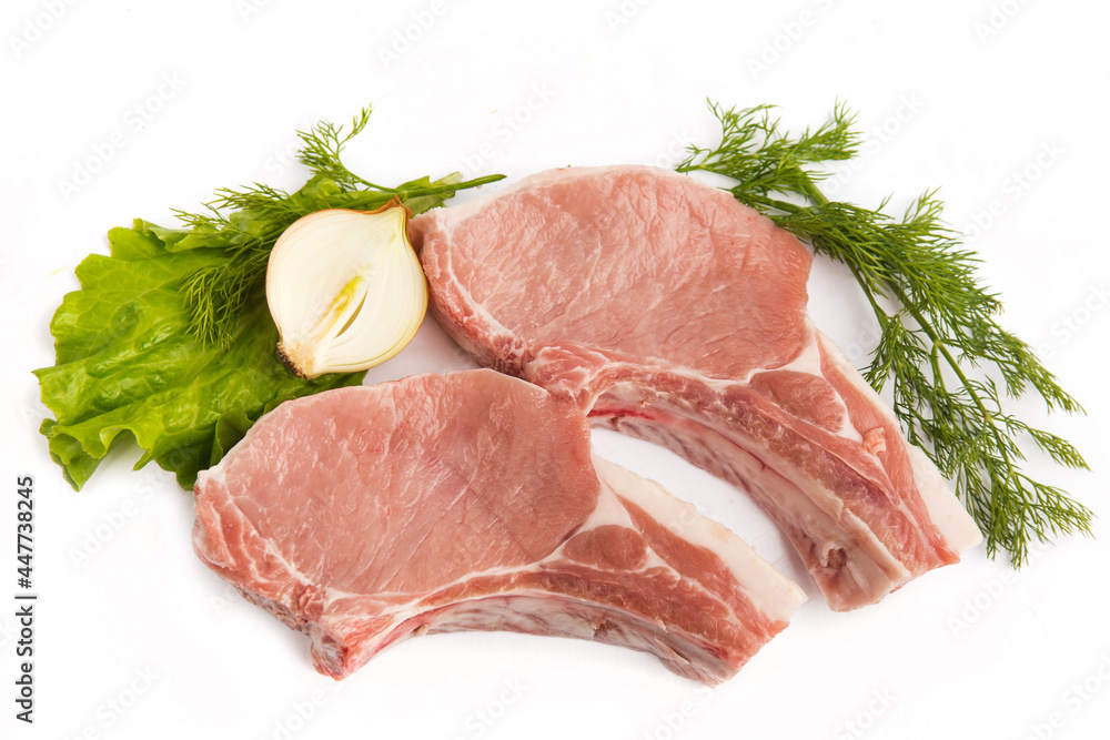 quality beautiful large piece of raw pork meat part of the carcass on white background quality beautiful large piece of raw pork meat part of the carcass on white background