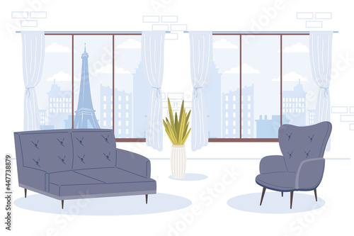 blue couch and chair in room
