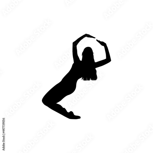 Ballet dancer woman silhouette vector illustration black and white