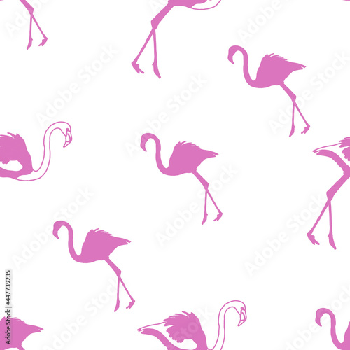 Pink Flamingo Pattern Design on White Background