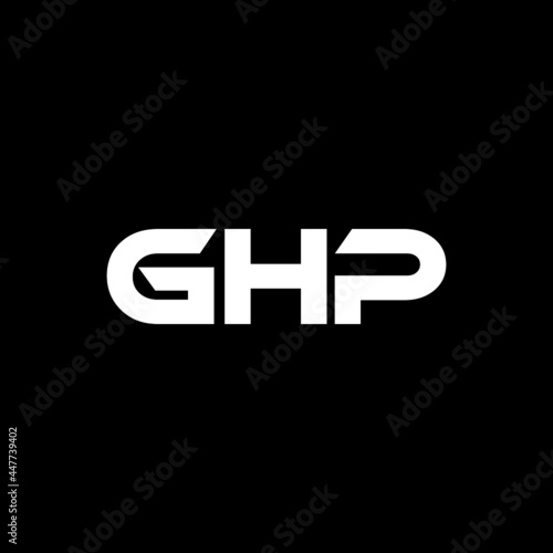 GHP letter logo design with black background in illustrator, vector logo modern alphabet font overlap style. calligraphy designs for logo, Poster, Invitation, etc. photo