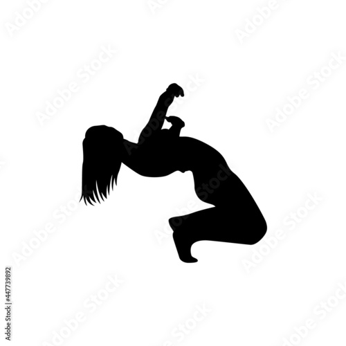 Ballet dancer woman silhouette vector illustration black and white