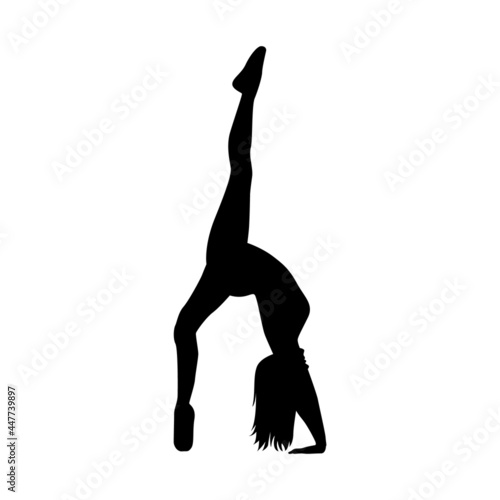 Ballet dancer woman silhouette vector illustration black and white