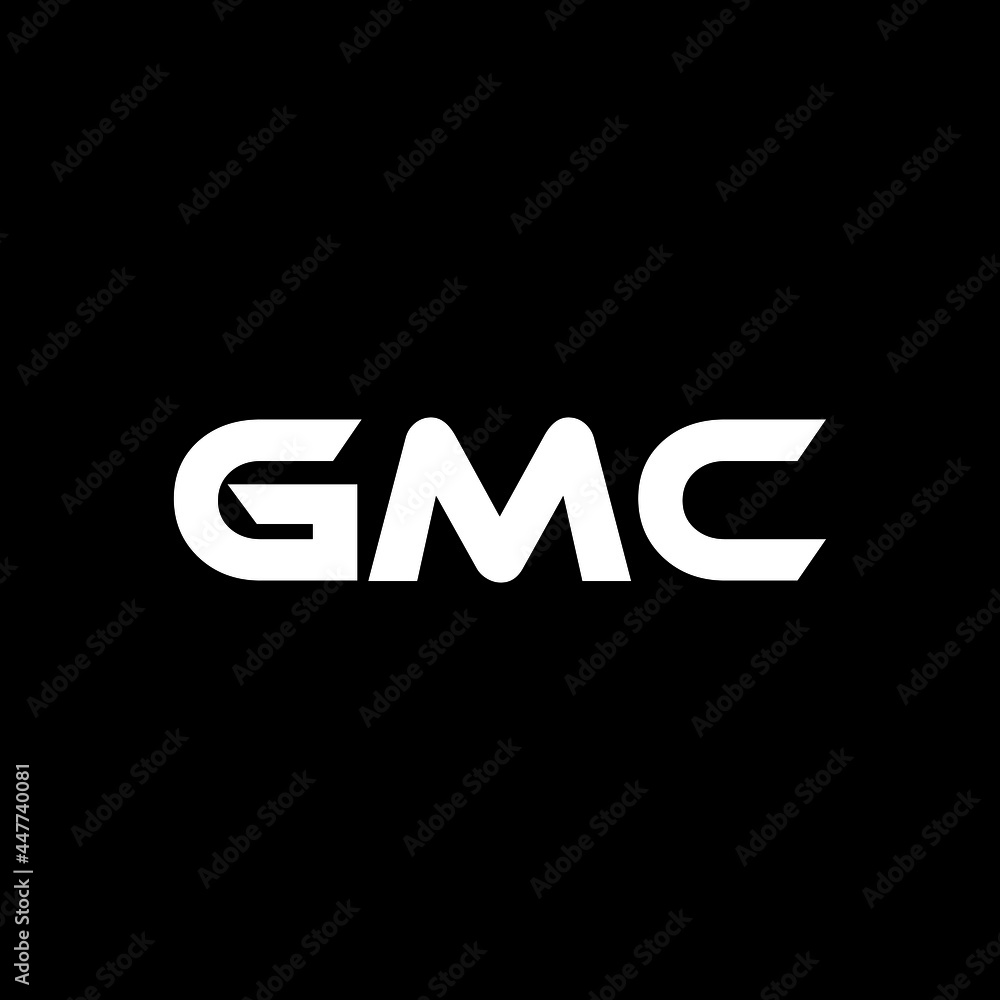 GMC letter logo design with black background in illustrator, vector
