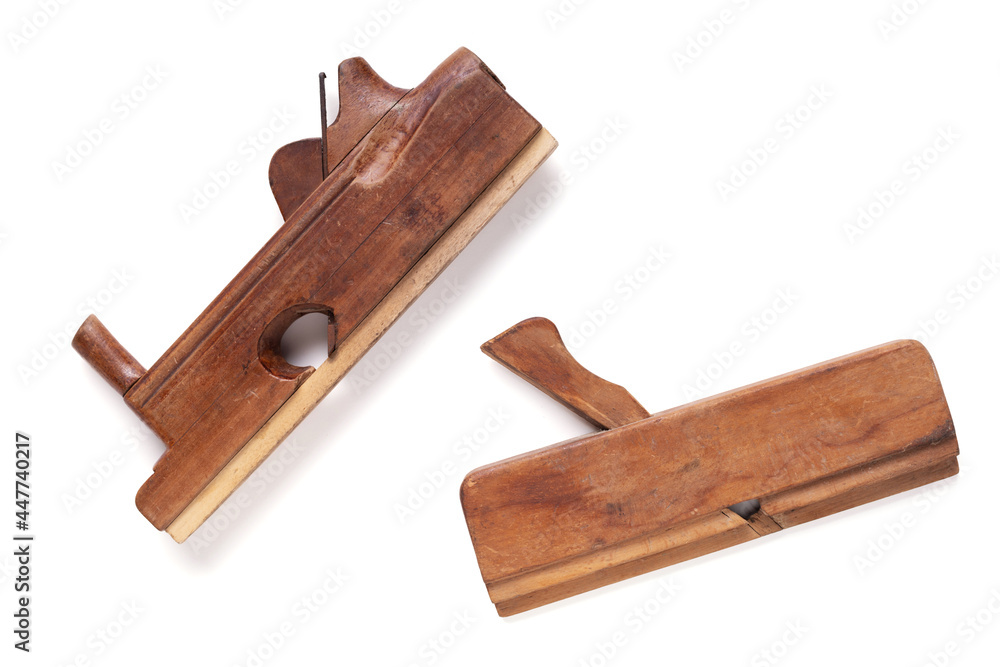 Wooden plane tool or jointer for carpenter or joiner isolated on white background Wooden plane tool or jointer for carpenter or joiner isolated on white background