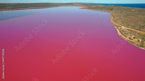 Australia Aerial View of Pink Lake, Hutt Lagoon near Port Gregory WA photo