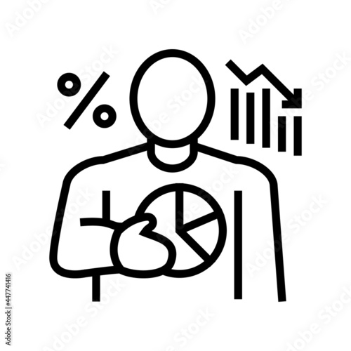 businessman financial losses line icon vector. businessman financial losses sign. isolated contour symbol black illustration