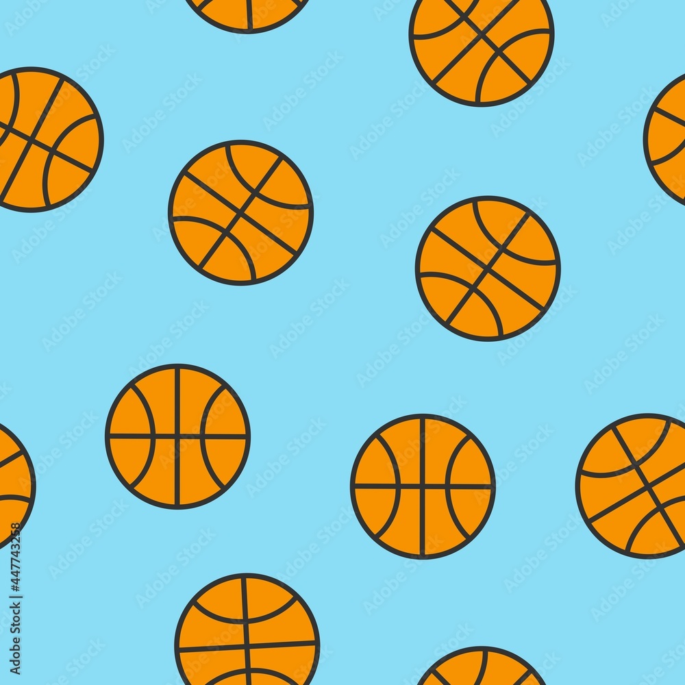 Basket Pattern. Vector seamless pattern barckground with basketballs balls