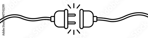 Electric socket with a plug. Concept of 404 error connection. Electric plug icon and outlet socket unplugged. cable of energy disconnect, vector Illustration