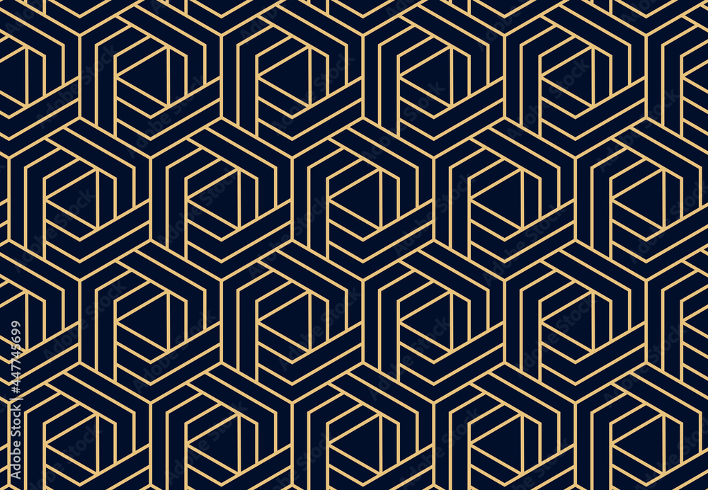Abstract geometric pattern. A seamless vector background. Dark blue and gold ornament. Graphic modern pattern. Simple lattice graphic design Abstract geometric pattern. A seamless vector background. Dark blue and gold ornament. Graphic modern pattern. Simple lattice graphic design
