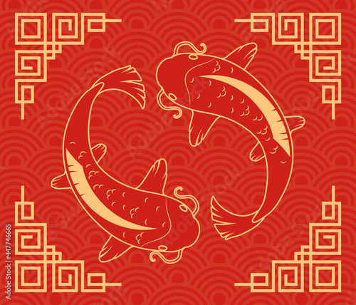 koi fishes ying yang
