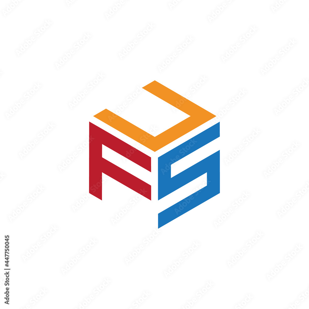 Hexagon logo with the letters UFS design Hexagon logo with the letters UFS design